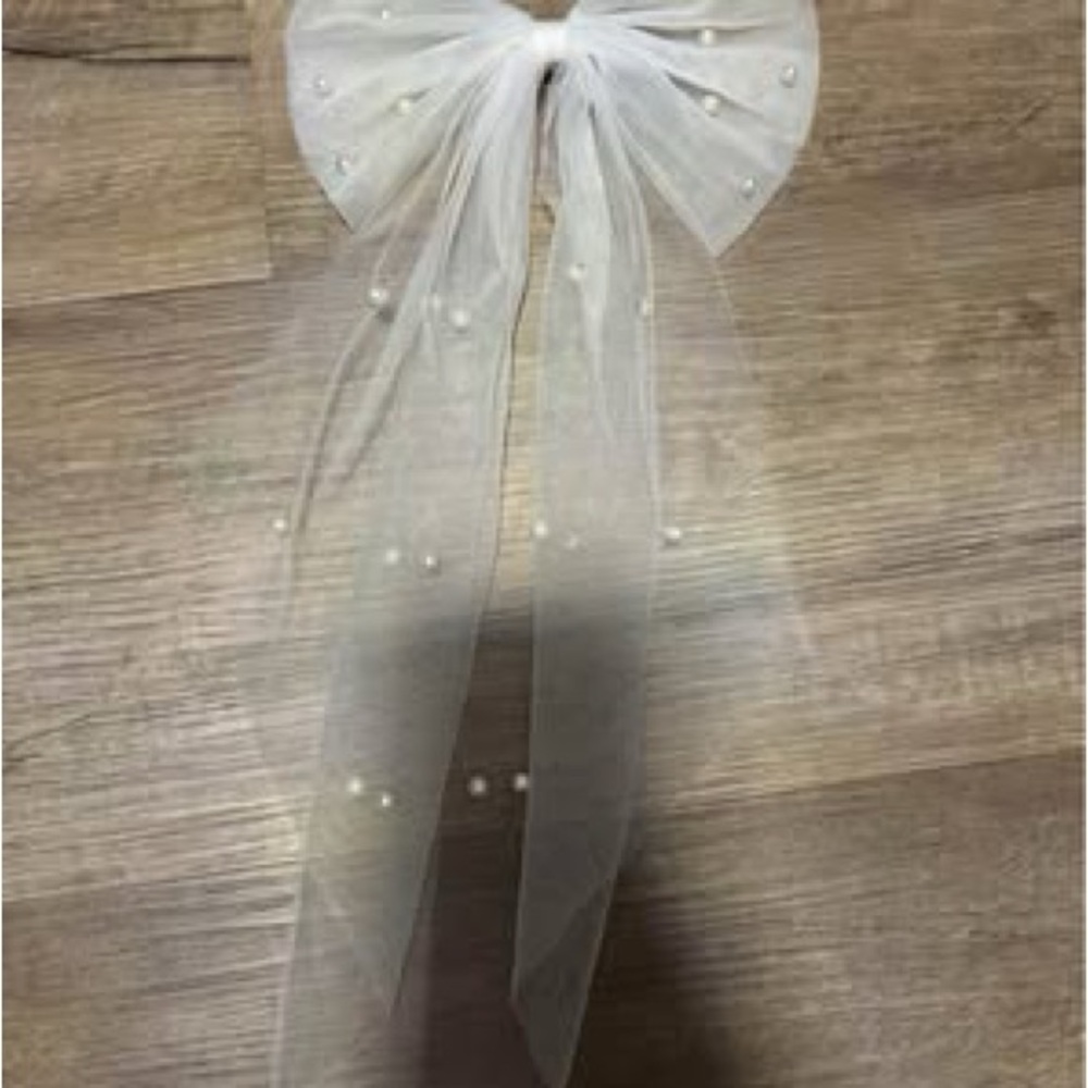 Elegant Sheer Bow with Pearls